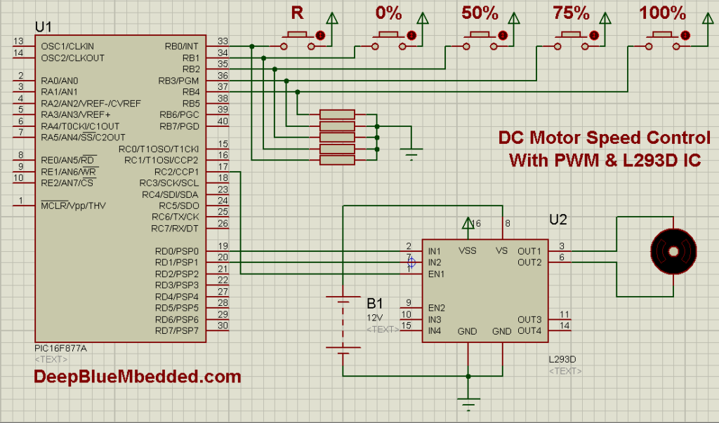 DC Motor Speed Control PWM With L293D Schematic