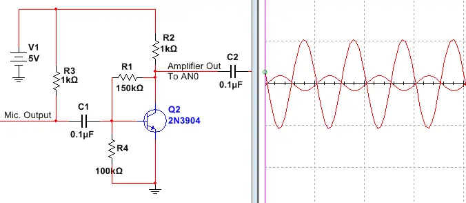 Microphone Audio Signal Amplifier Common Emitter BJT