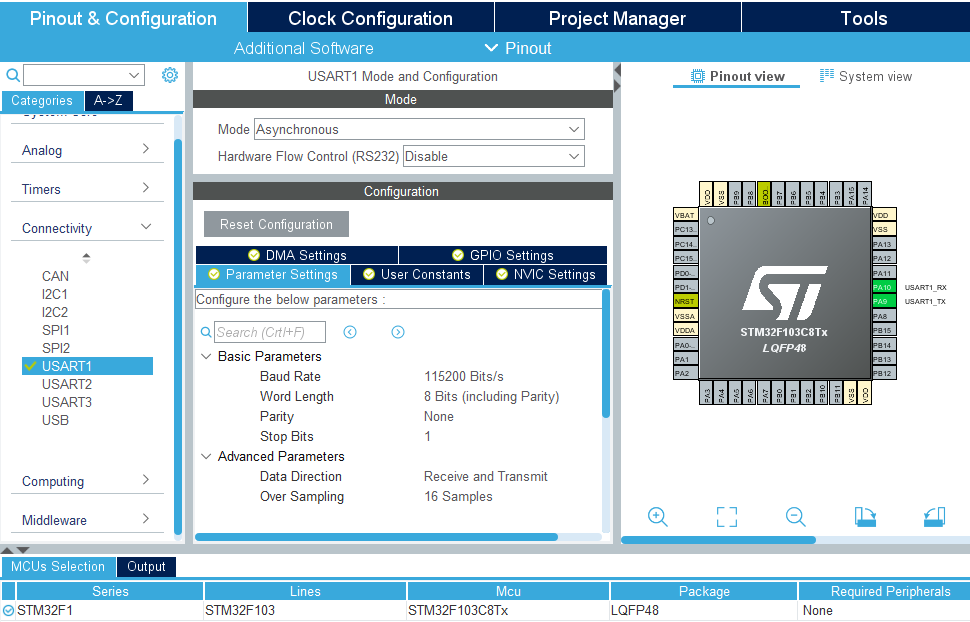 STM32 UART CubeMX Configurations 3