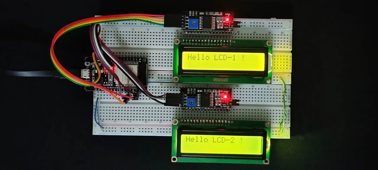 ESP32 Multiple I2C LCDs in Arduino IDE