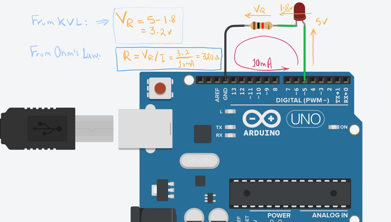 Arduino-LED-Resistor-Calculation