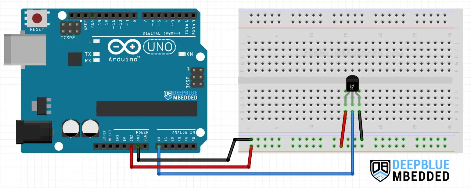 Arduino LM35 Wiring (Connection) Diagram